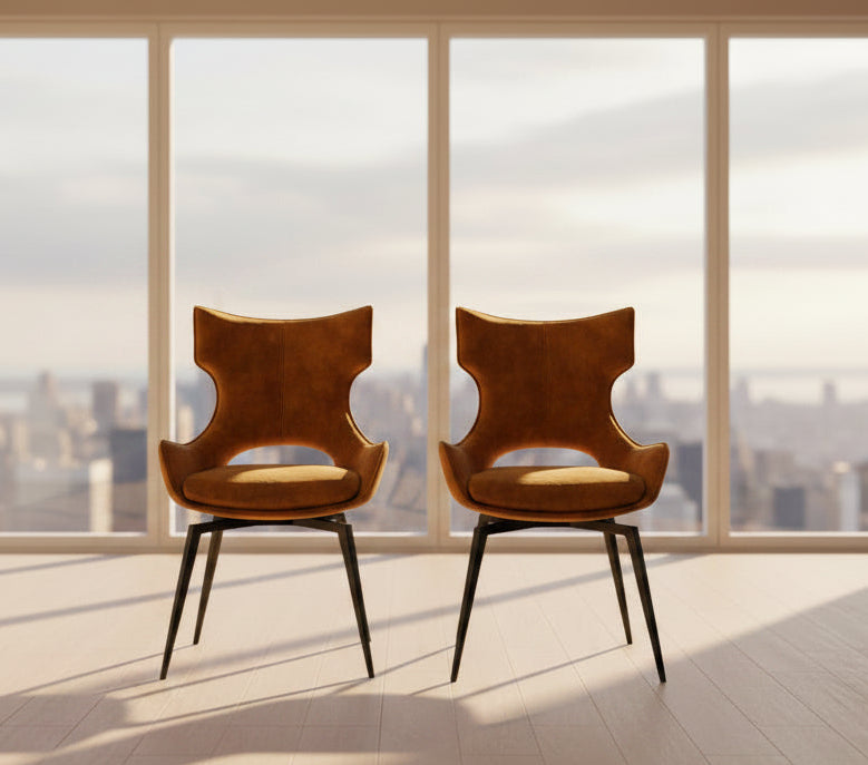 Chaise Camille – velours doré – vue face