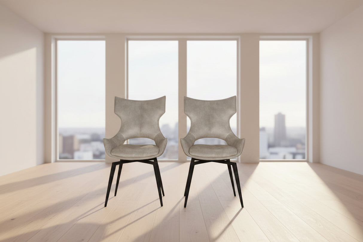 Chaise pivotante salle à manger Camille - vue face - velours