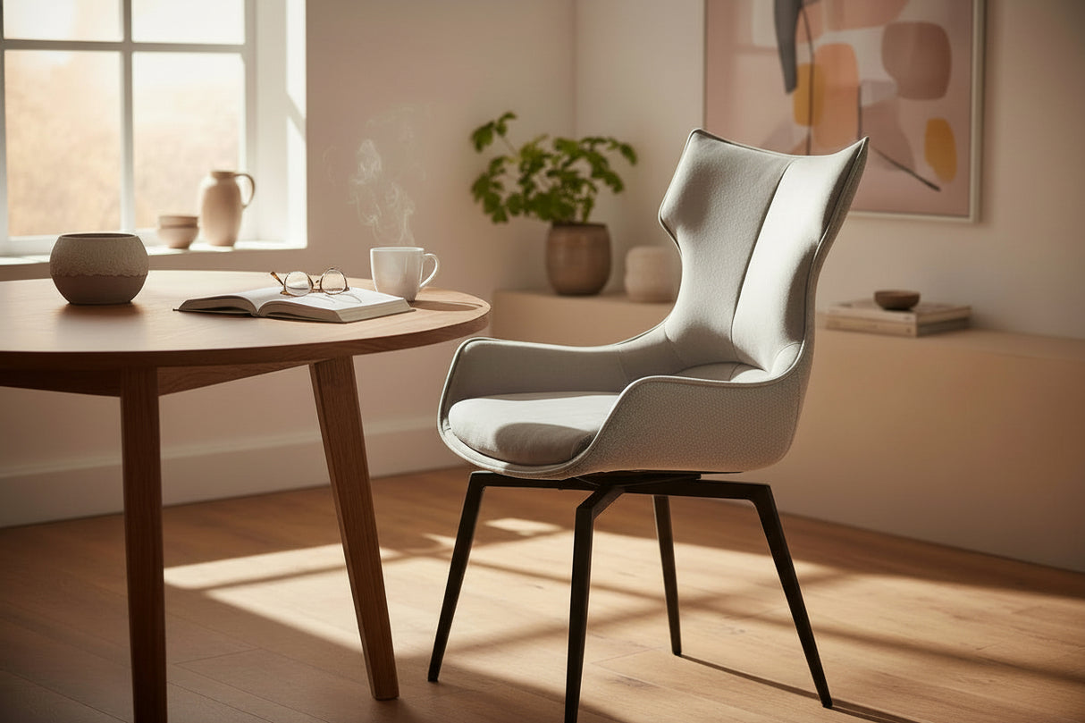 Chaise pivotante salle à manger Camille - vue 3/4 - velours