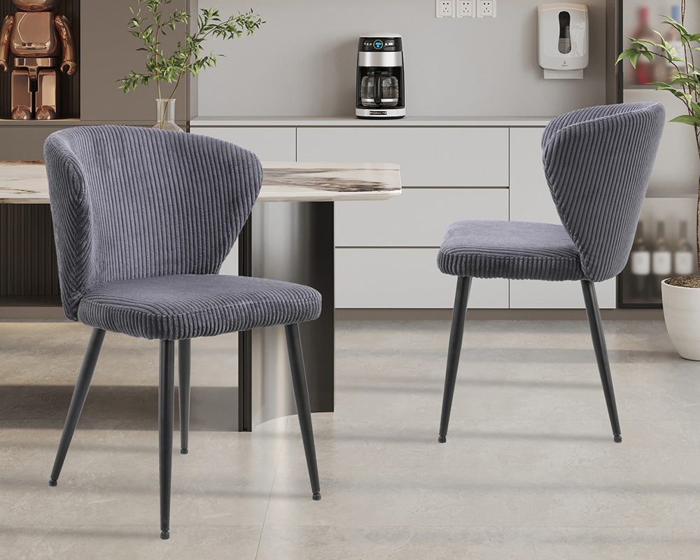 Chaise velours cotelé gris - Rousseau - Souffle d'intérieur