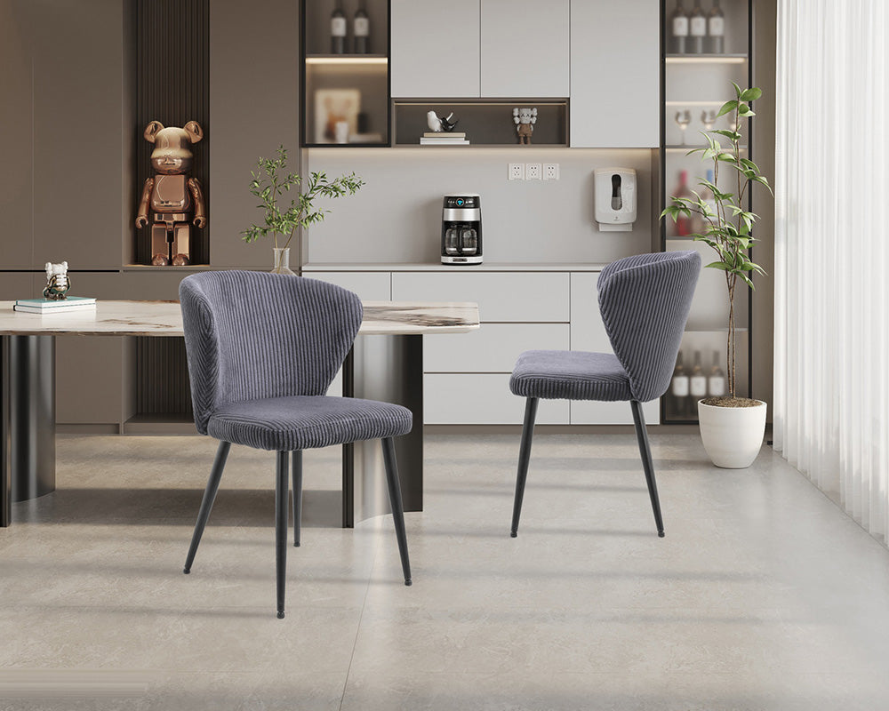 Chaise velours cotelé gris - Rousseau - Souffle d'intérieur