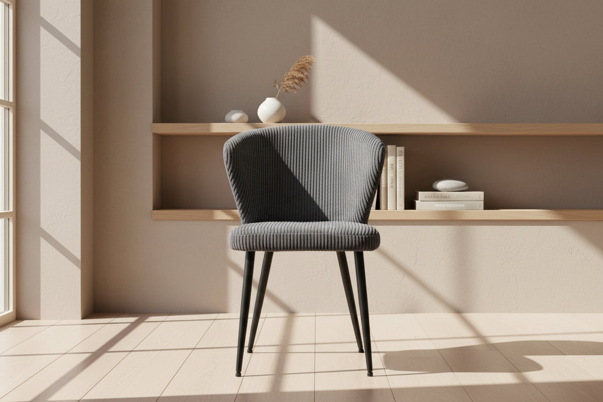 Chaise velours cotelé gris - Rousseau - Souffle d'intérieur