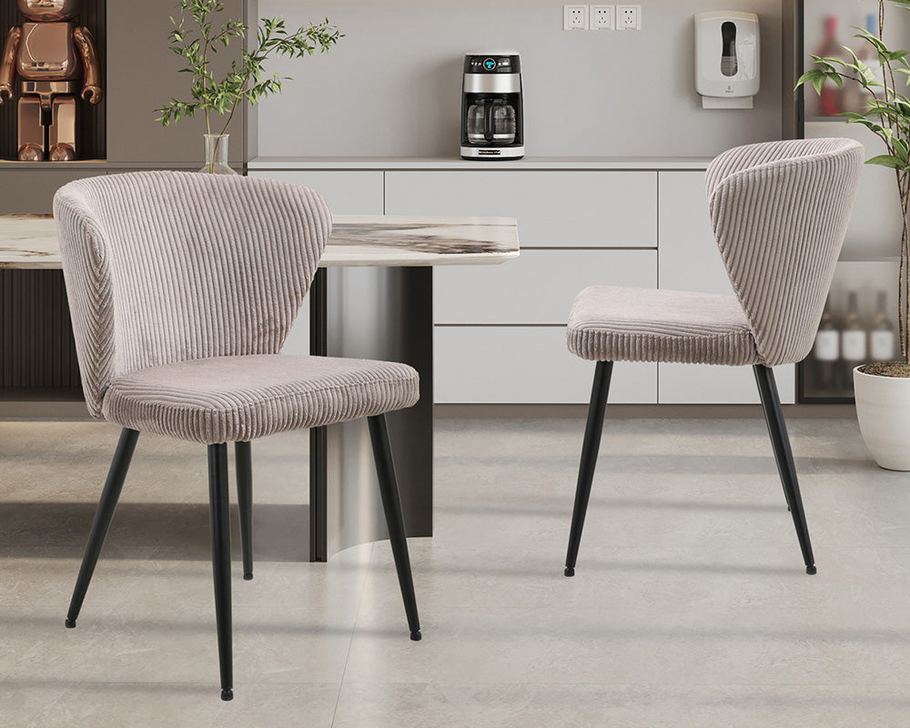 Chaise velours cotelé sable - Rousseau - Souffle d'intérieur