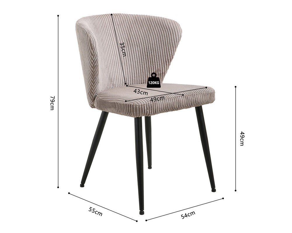 Chaise velours cotelé sable - Rousseau - Souffle d'intérieur