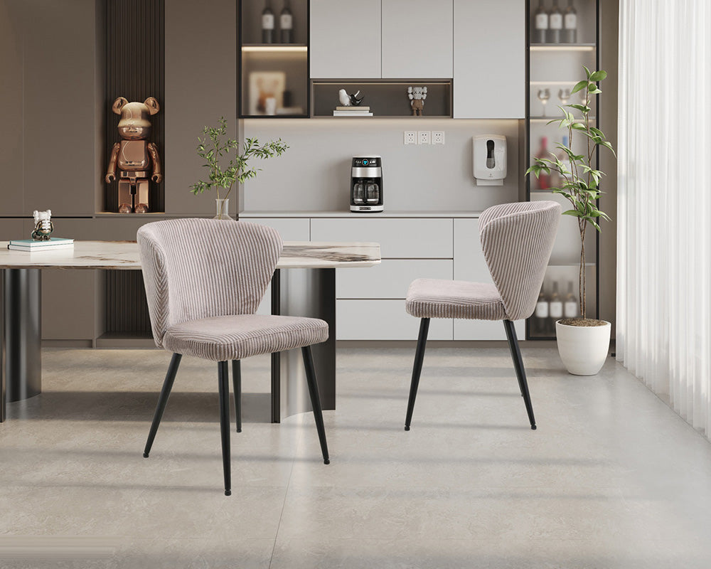 Chaise velours cotelé sable - Rousseau - Souffle d'intérieur