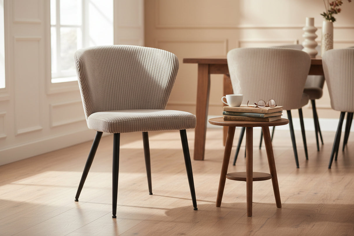 Chaise velours cotelé sable - Rousseau - Souffle d'intérieur