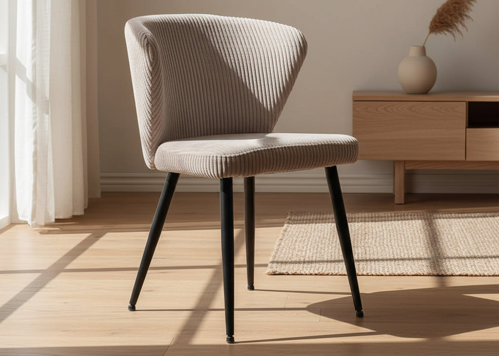 Chaise velours cotelé sable - Rousseau - Souffle d'intérieur