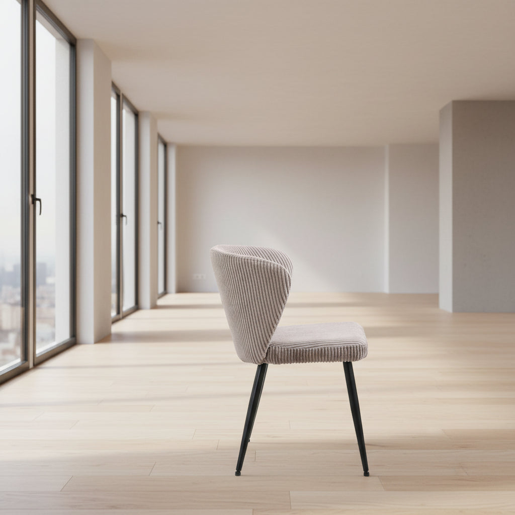 Chaise de salle à manger en velours cotelé sable - Souffle d'intérieur