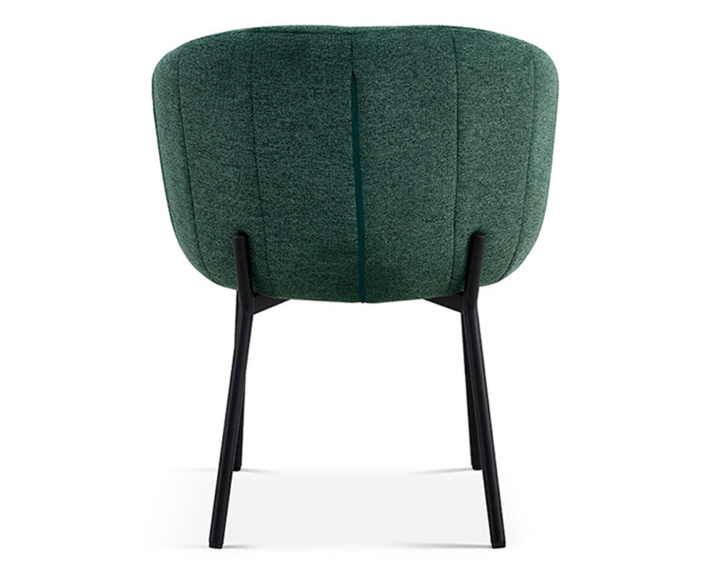 chaise confortable avec accoudoirs verte en tissu pieds noir - Souffle d'intérieur