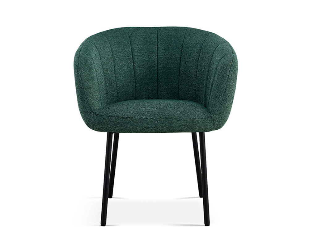 chaise confortable avec accoudoirs verte en tissu pieds noir - Souffle d'intérieur