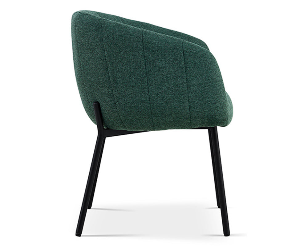 chaise confortable avec accoudoirs verte en tissu pieds noir - Souffle d'intérieur