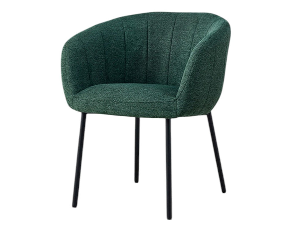 chaise confortable avec accoudoirs verte en tissu pieds noir - Souffle d'intérieur