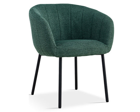 chaise confortable avec accoudoirs verte en tissu pieds noir - Souffle d'intérieur