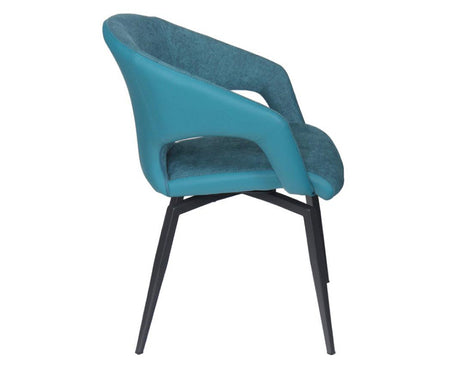 Fauteuil de table pivotant pieds metal en tissu bleu moderne - SOUFFLE D’INTÉRIEUR