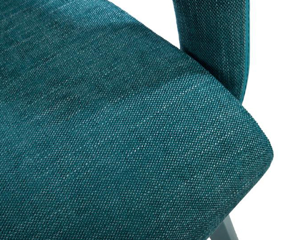 Fauteuil de table pivotant pieds metal en tissu bleu moderne - SOUFFLE D’INTÉRIEUR