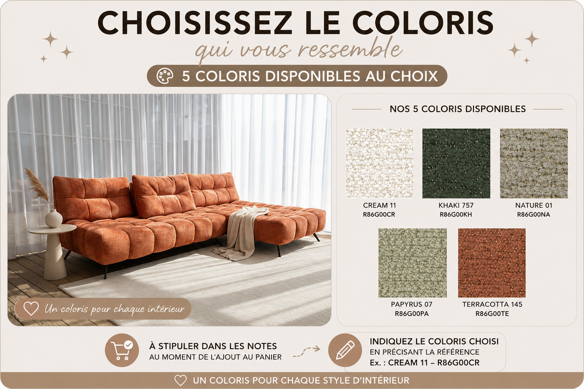 canape d'angle avec dossiers basculants avance recule