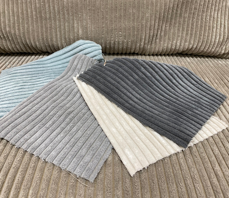 échantillons canapé d'angle velours cotelé gris relax electrique - Souffle d'intérieur - Confort luxe