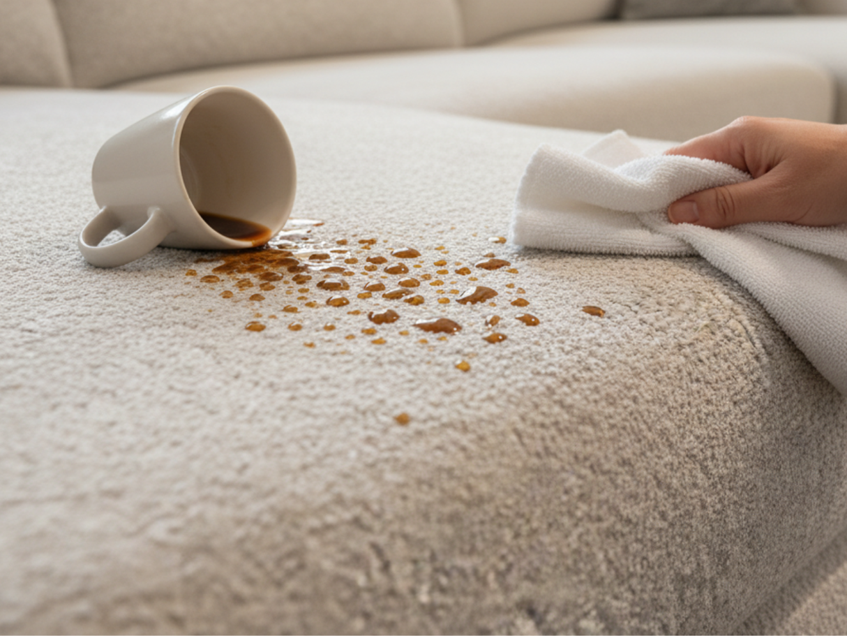 Beige fabric corner sofa 306x199cm - Mimos