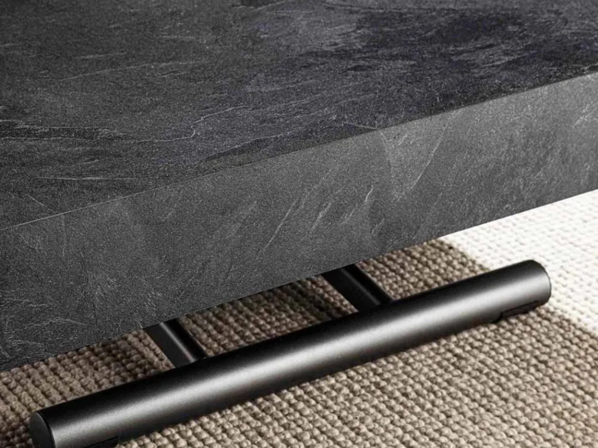 zoom plateau de table basse grise ardoise marbre relevable extensible