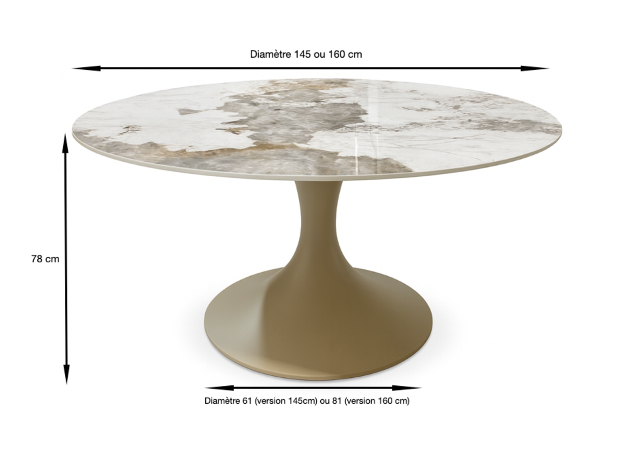 Table ronde pied central tulipe céramique - Calise