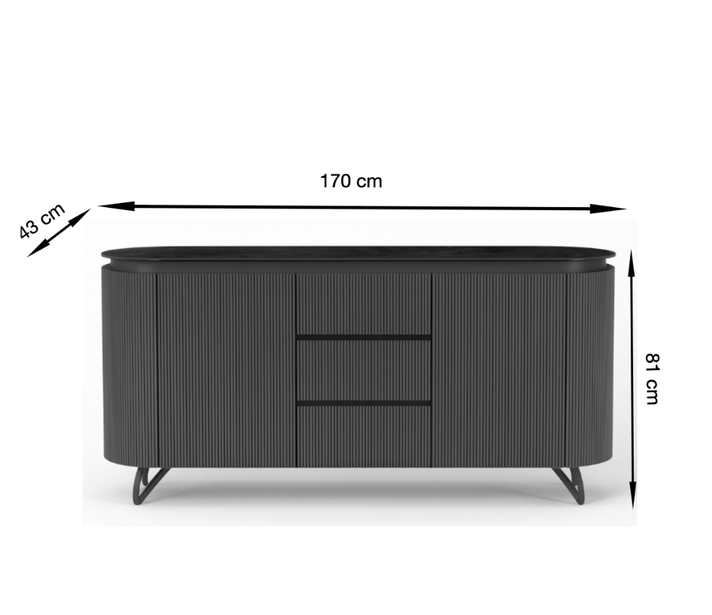 Buffet bas gris laque - Mohara