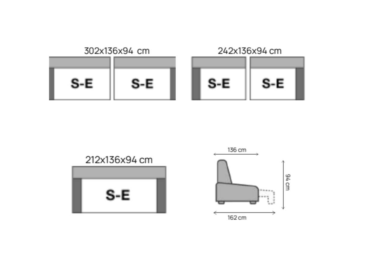 Canapé droit 4 places assises coulissantes - Eloïse