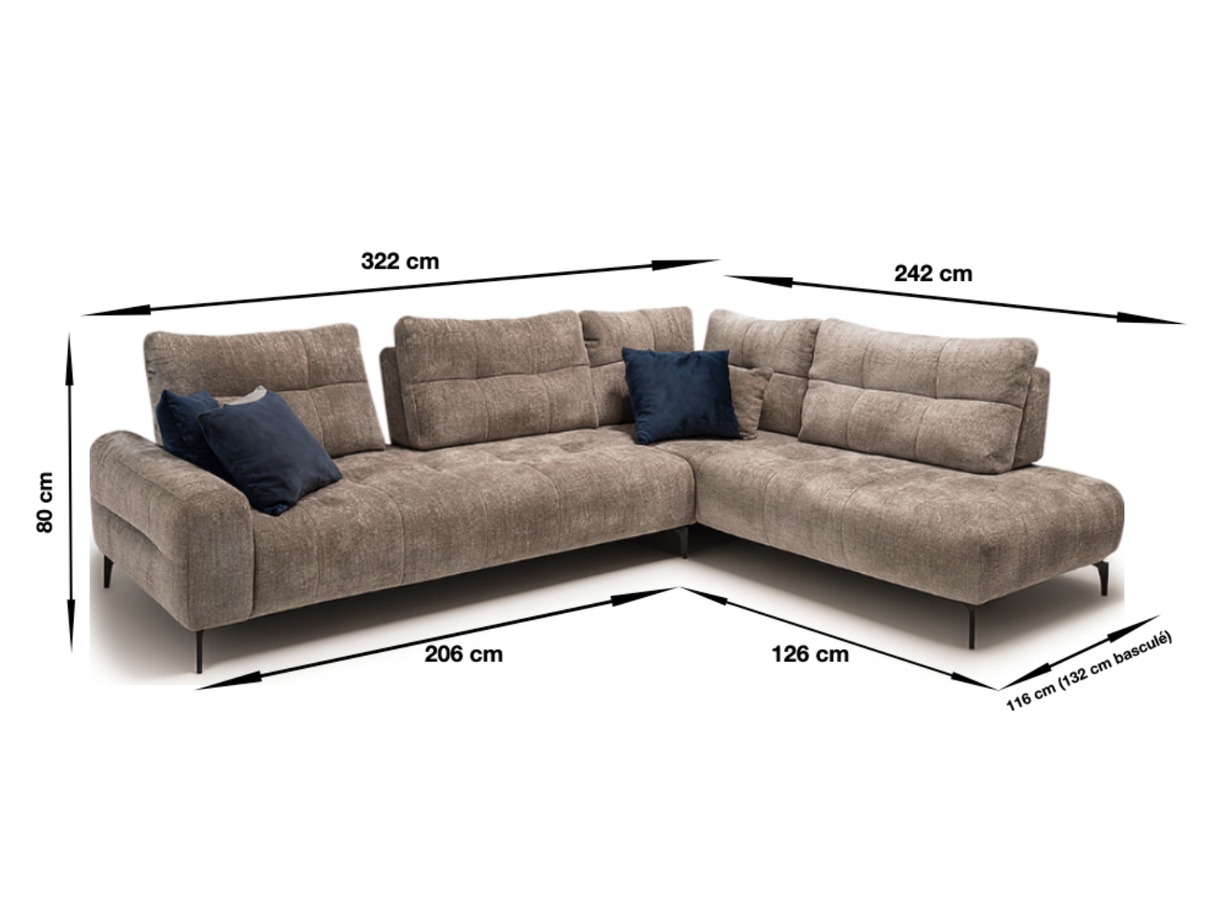 Canapé d'angle dossiers avance recule - Mely