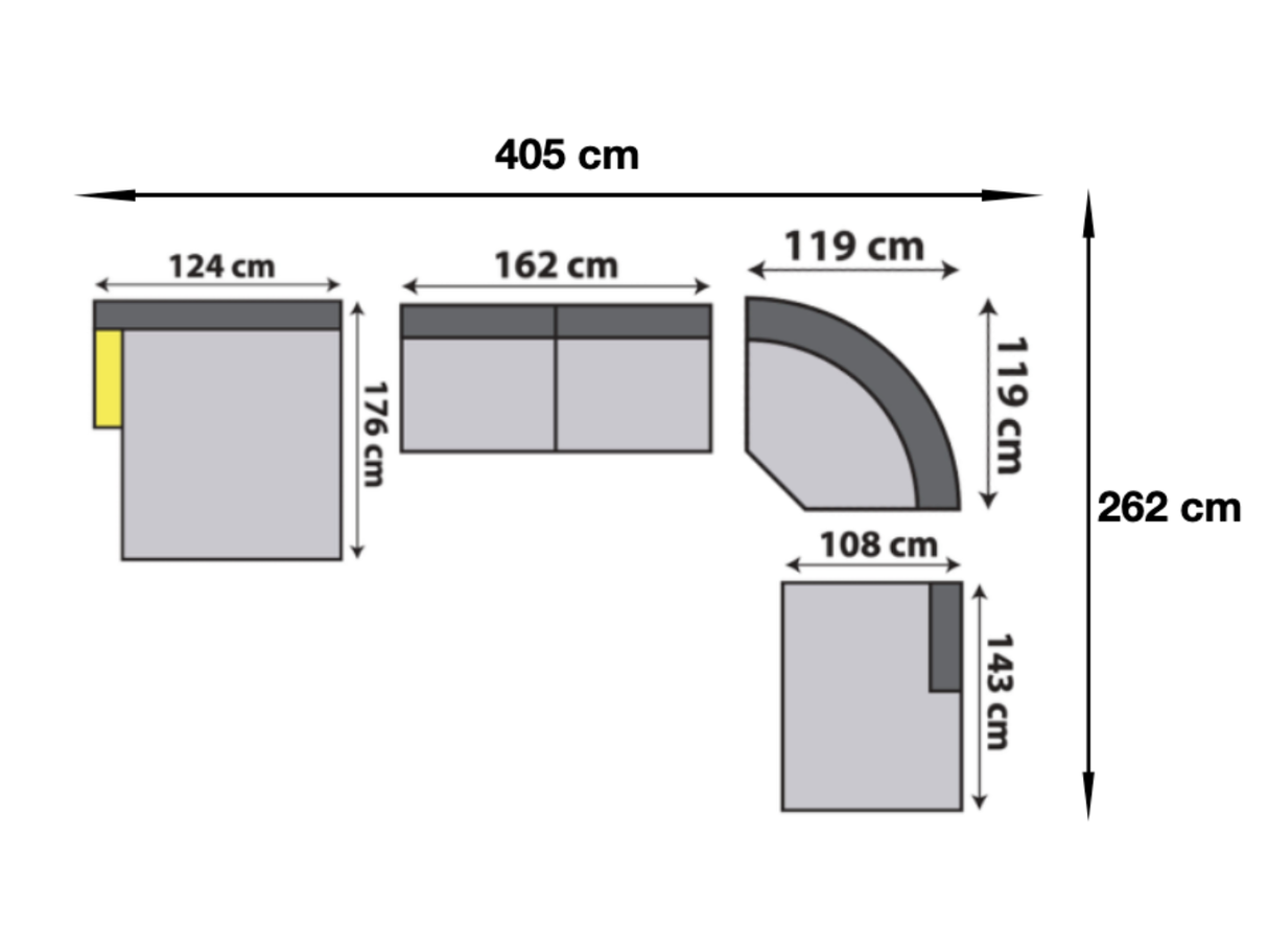 Canapé d'angle panoramique tissu gris - Jabo