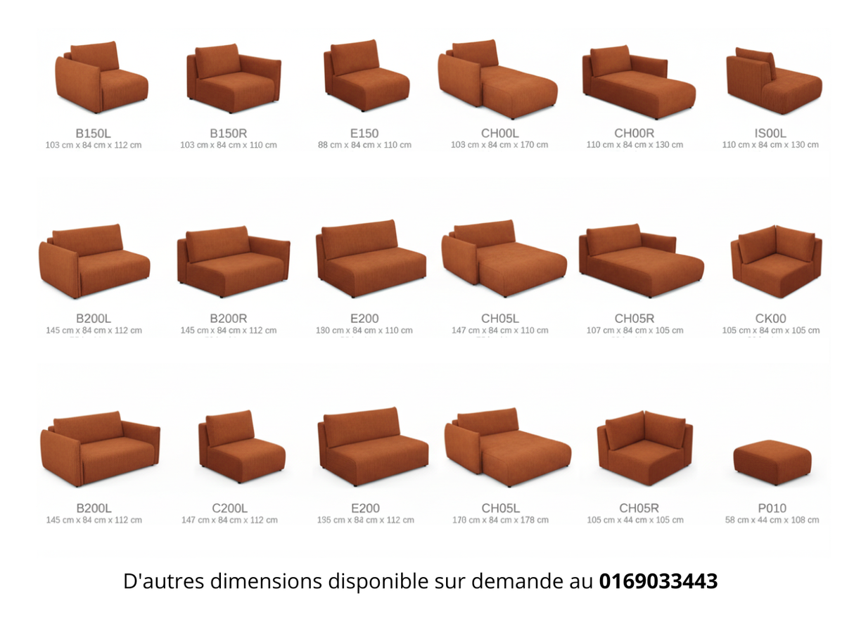 Corduroy corner sofa 294x173cm - Faly