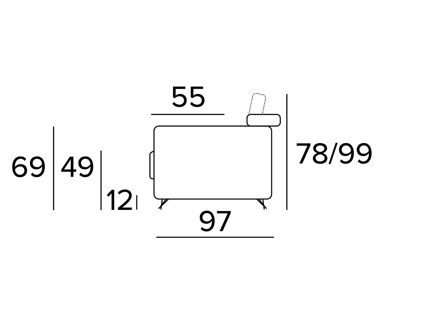 3-seater convertible sofa L191cm - Lora
