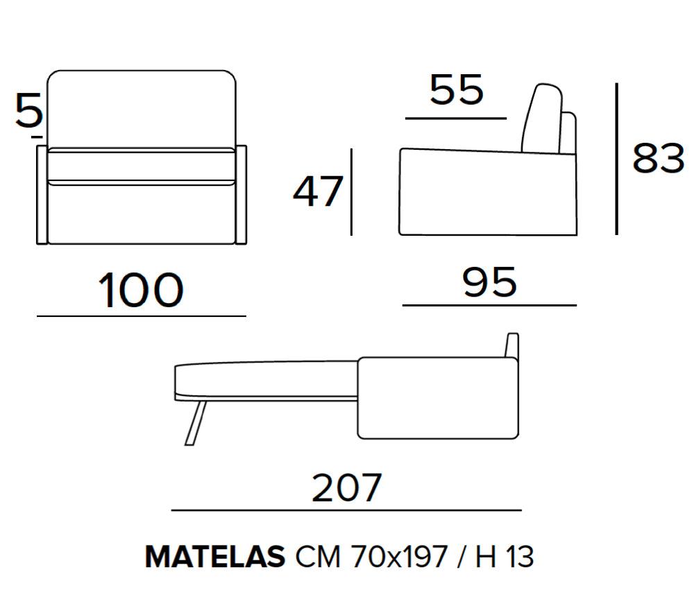 Convertible armchair bed L100 H83 P95cm - Yvan