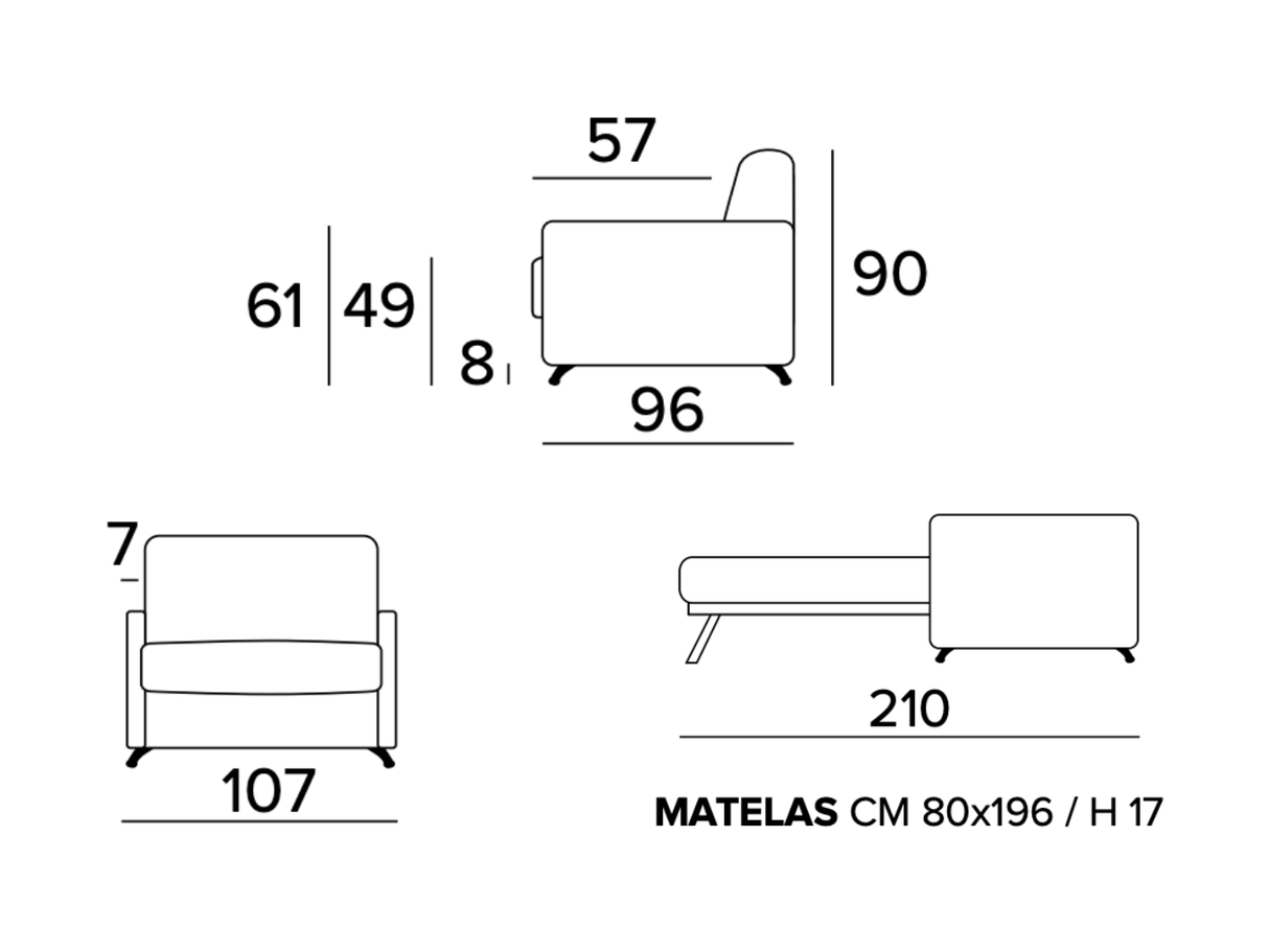 Fauteuil convertible rapido 1 place matelas 17 cm - Ambre