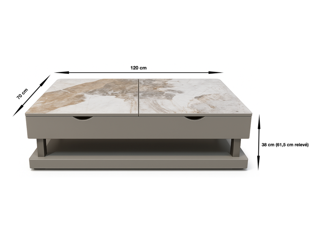 Table plateau relevable céramique - Torina