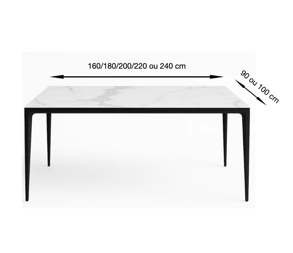 Table à manger céramique effet marbre blanc - Valenciana