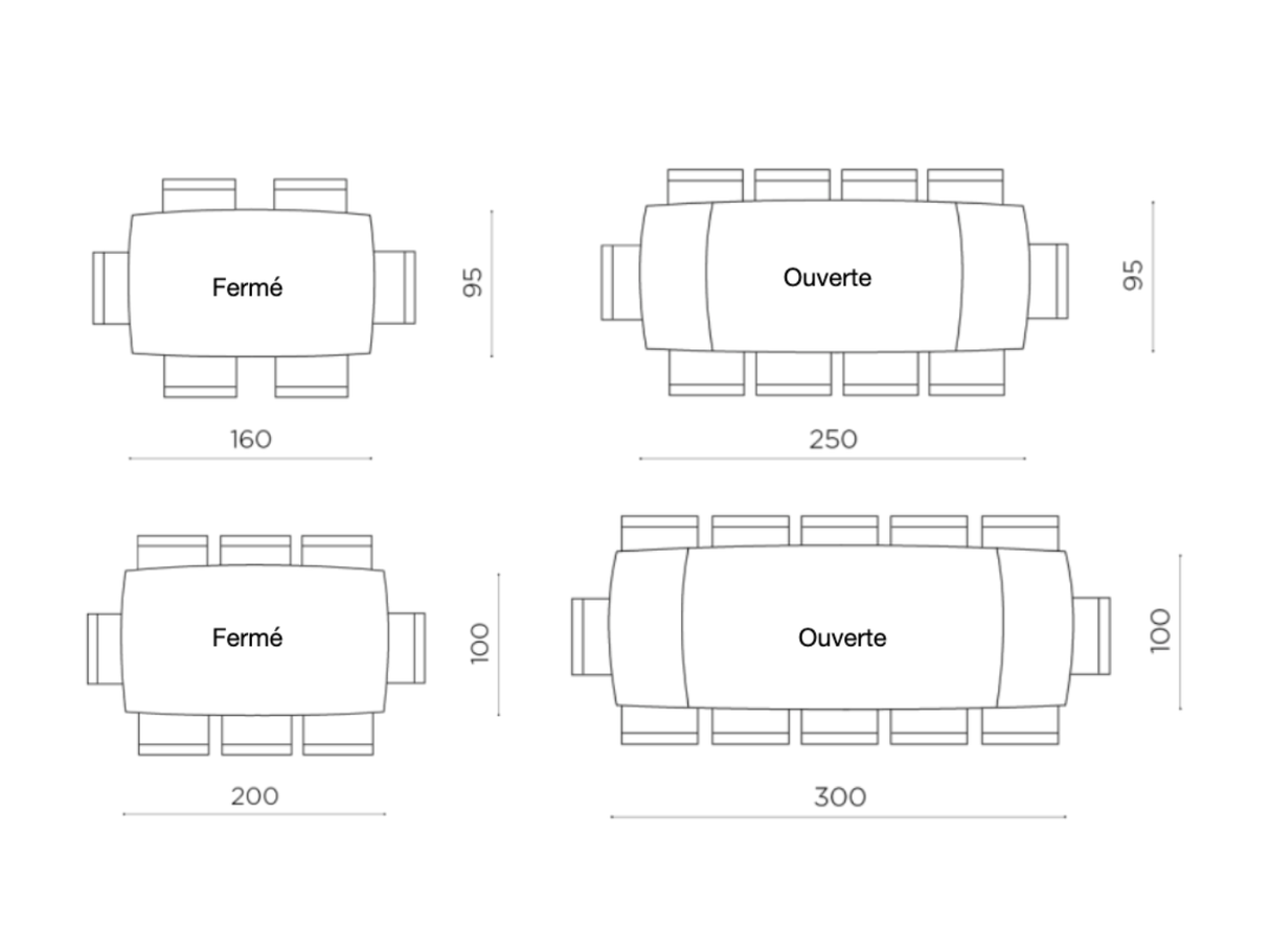 Extendable table 160x95 or 200x100cm - Glamor