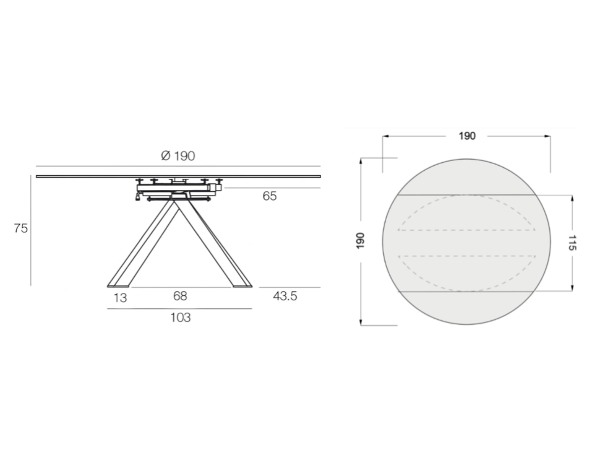 Table céramique effet marbre extensible - Grande Austin