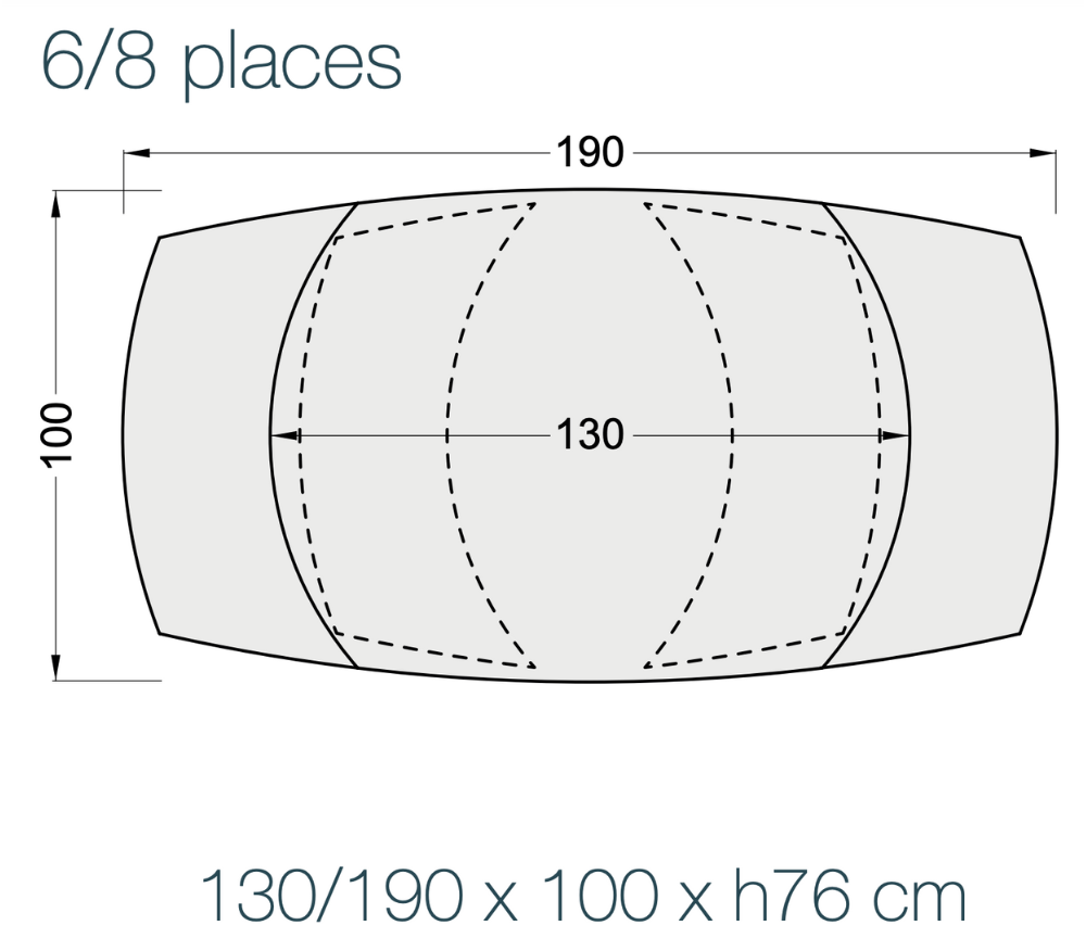 Schéma dimensions – Miranda – 130–190×100 cm