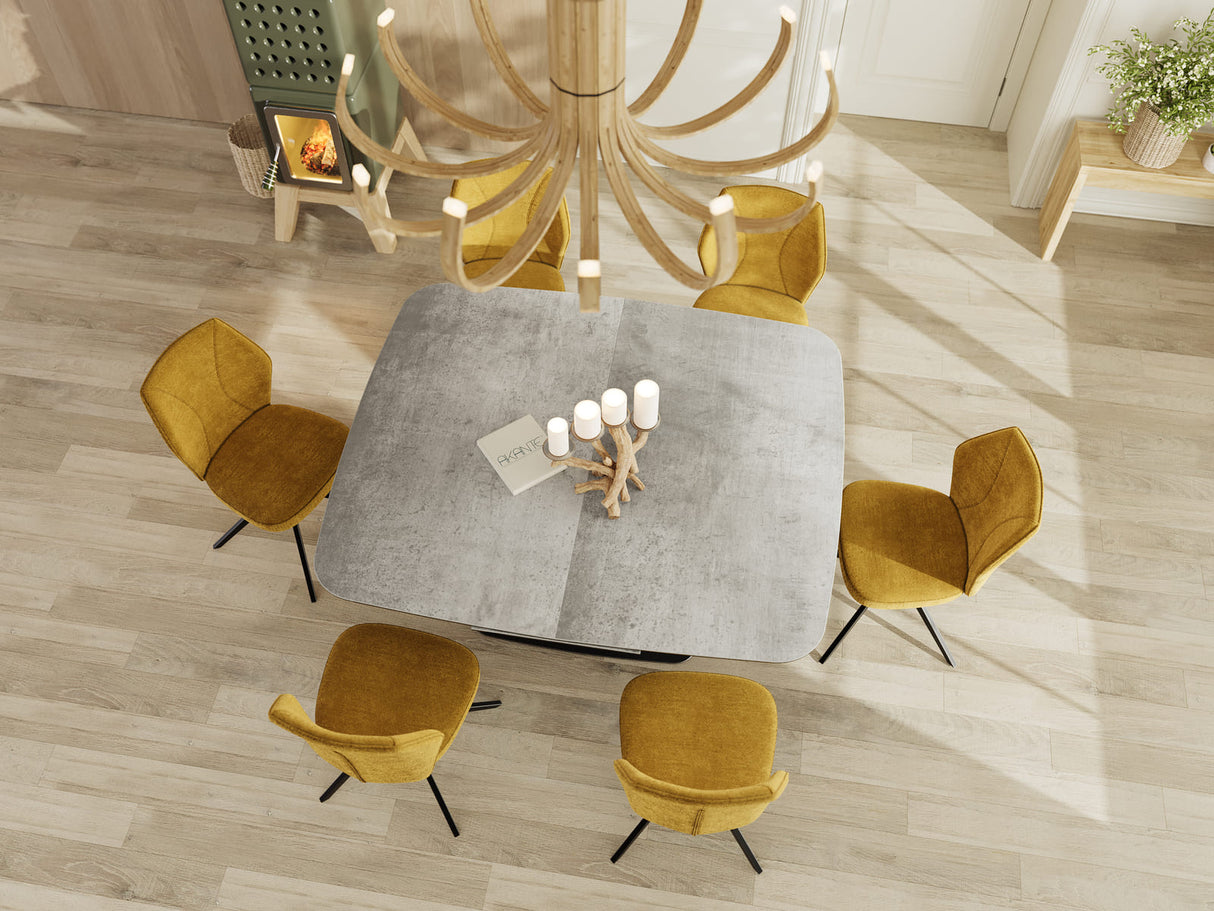Santiago table carrée extensible céramique – vue de trois quarts fermée 135 cm