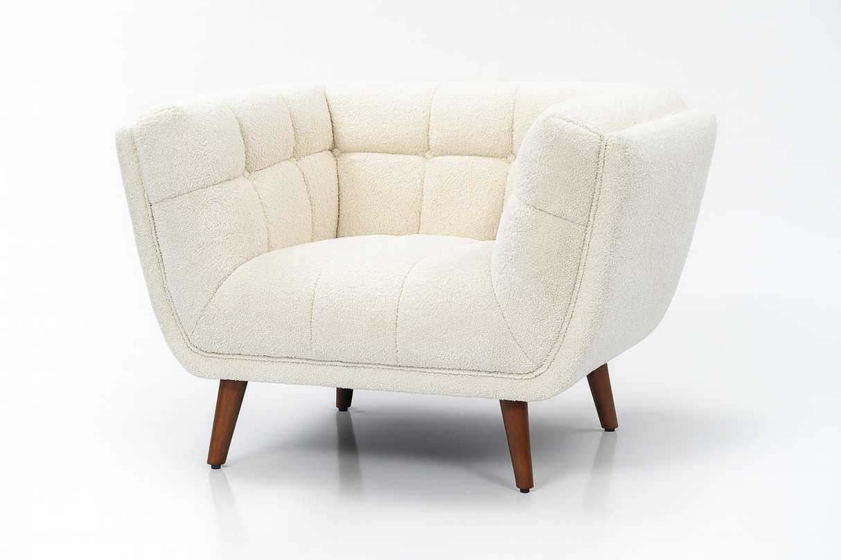 Fauteuil Bery - vue 3/4 - tissu 100% polyester effet bouclette