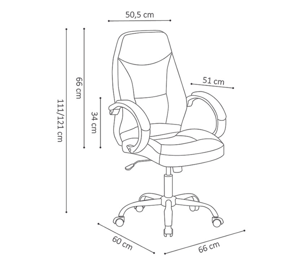 Fauteuil bureau design simili cuir noir sur roulettes - Guilaine