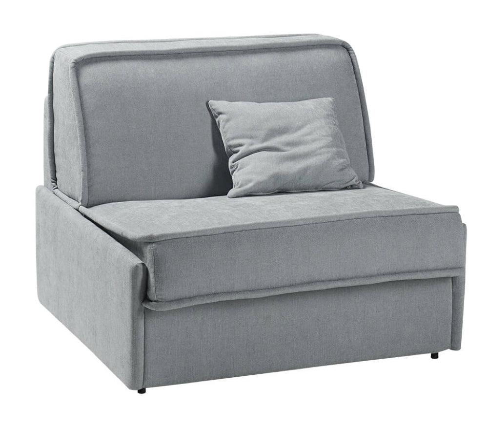 Fauteuil lit convertible 1 place couchage 70 tissu gris - Yvan