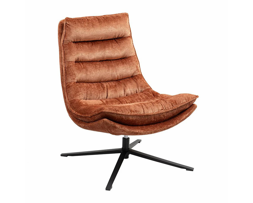 Fauteuil Halo – tissu texturé marron – vue 3/4