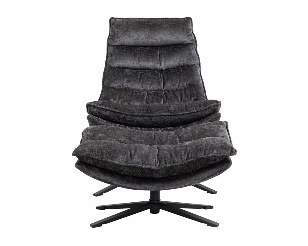 Ensemble fauteuil – fauteuil + 1 repose-pieds Halo – tissu texturé 100 % polyester gris