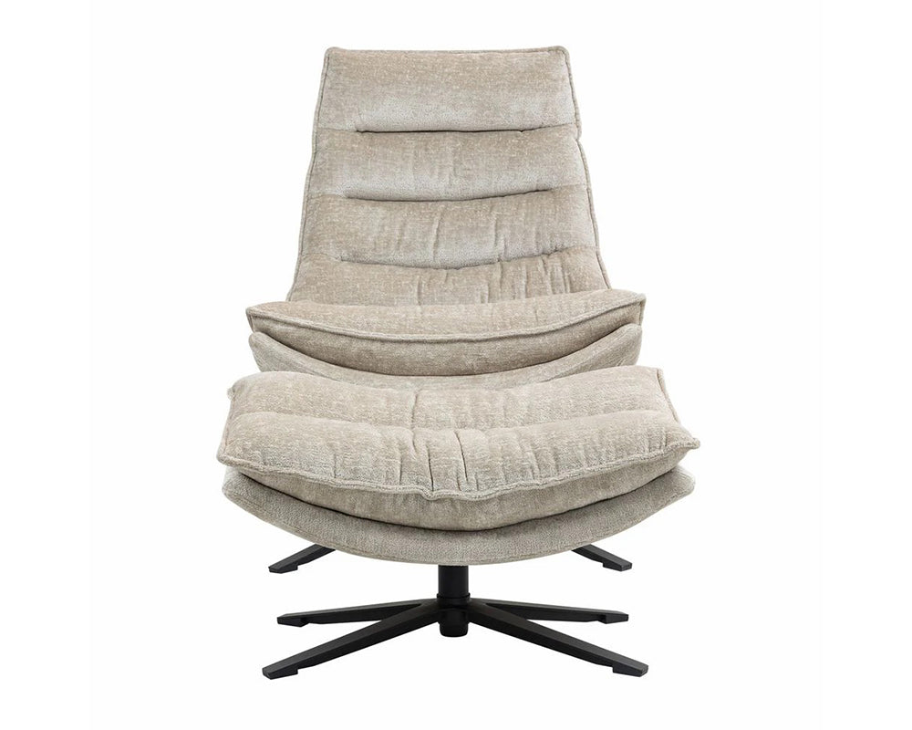 Ensemble fauteuil – fauteuil + 1 repose-pieds Halo – tissu texturé 100 % polyester beige