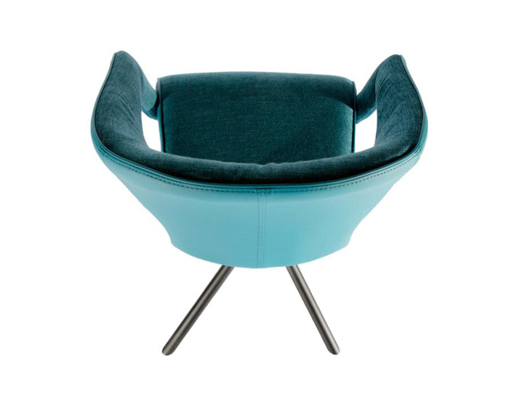Fauteuil de table design avec pieds métal en tissu bleu - SOUFFLE d'intérieur