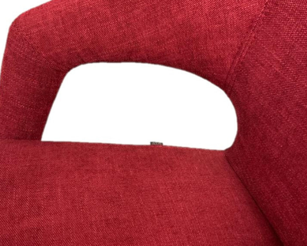 Fauteuil de table design pivotant pieds métal en tissu rouge - Souffle d'intérieur