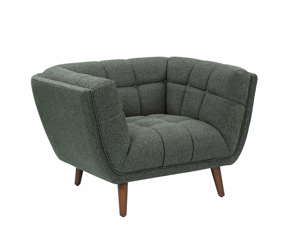 Fauteuil Bery – tissu bouclette vert –vue 3/4