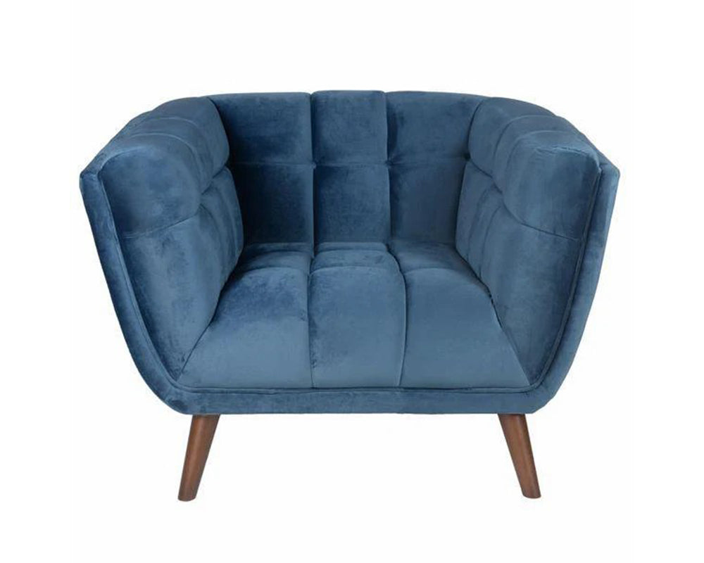 Fauteuil Bery – tissu bouclette bleu –vue de face