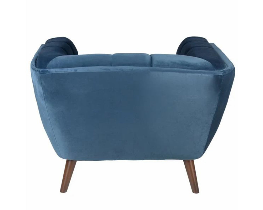 Fauteuil Bery – tissu bouclette bleu –vue arrière