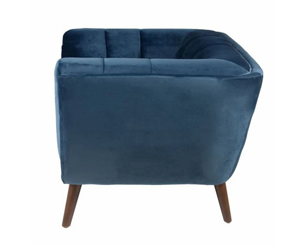 Fauteuil Bery – tissu bouclette bleu –vue de profil